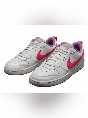 Nike youth 6.5 White Sneakers with Pink Swoosh